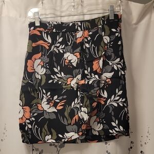 LOFT Floral Mini Skirt - Black, White, Green, Peach
